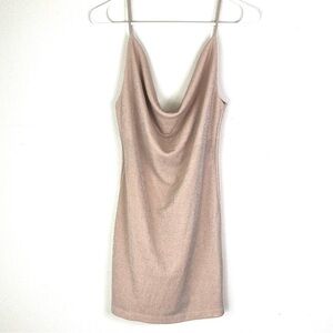 Blush shimmer cowl neck spaghetti strap dress size medium